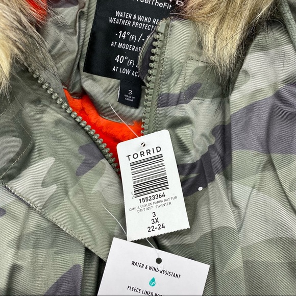Torrid Women’s Plus Size Camo Fur-Lined Parka Jacket Size 1X 2X 3X - Picture 15 of 15